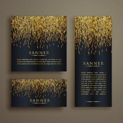 Shiny golden particle style banner set