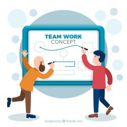 Teamwork concept with business presentation