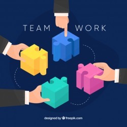 Teamwork concept with puzzle pieces