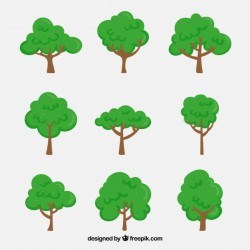 Trees collection in hand drawn style