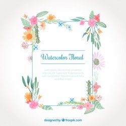 Watercolor floral frame with colorful style