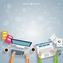 Workspace in cartoon style