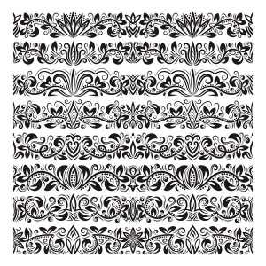 Floral seamless border design vector set 04
