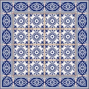 Blue ceramic tile decor pattern vector