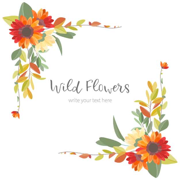 Cute Vintage Frame with Colorful Flowers