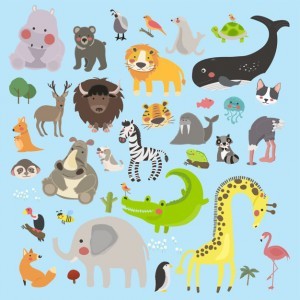 Illustration drawing style set of wildlife