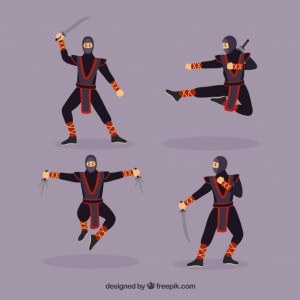 Lovely ninja character collection with flat design