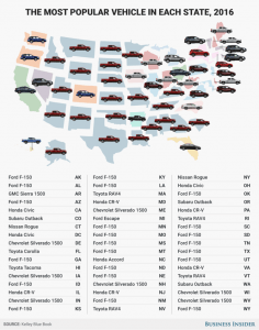 Map: Best-selling vehicle in every US state – Business Insider