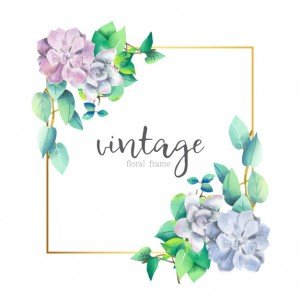 Vintage Floral Bouquets with Golden Frame