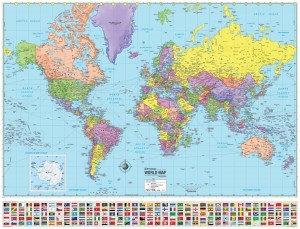 World Advanced Political Mounted Wall Map