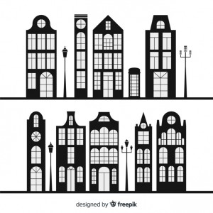 Collection of black and white houses