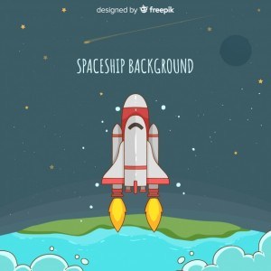 Hand drawn spaceship background