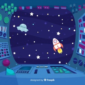 Interior spaceship design background with flat design