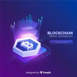 Blockchain background in isometric style