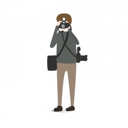 Character illustration of a guy taking a photo