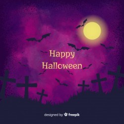 Dark purple halloween watercolor background