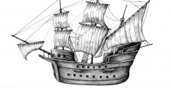 Hand drawn sailboat isolated on background