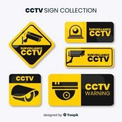 Modern cctv sign collection with flat design
