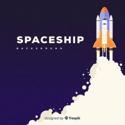 Modern spaceship background with flat design
