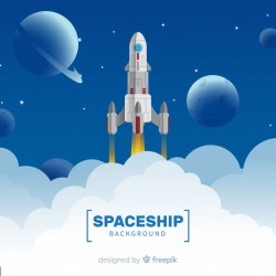 Modern spaceship background with flat design