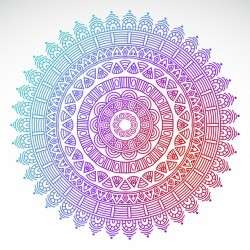 Round gradient mandala on white isolated background