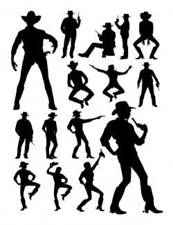 Cowboy and cowgirl detail silhouette