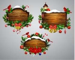 Wooden christmas lables design vector 09