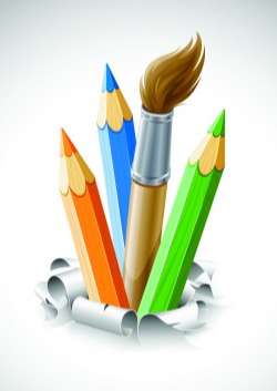 Paint pen with white background vector 01