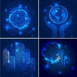 Blue tech background vectors 05