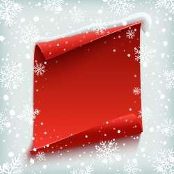 Snowflake background with blank red paper vector
