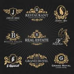 Heraldic logo with frame vector set