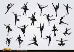Ballet dancer silhouettes set