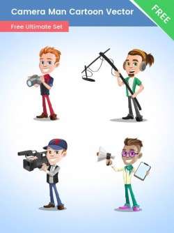 Cameraman Cartoon Vector Set