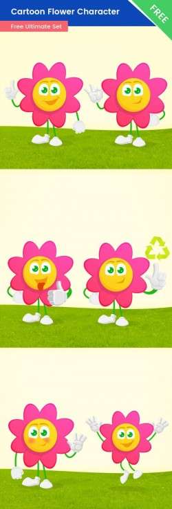 Cartoon Flower Vector Set