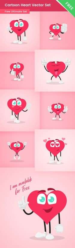 Cartoon Heart Vector Set