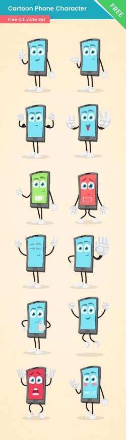 Cartoon Phone Character Set