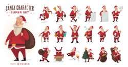 Cartoon Santa Claus illustrations set