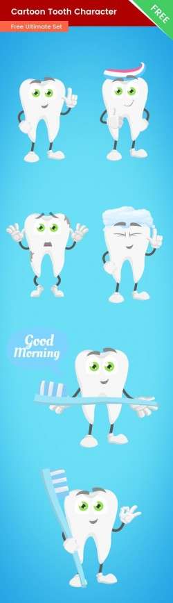 Cartoon Tooth Vector Set