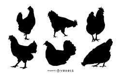Chicken silhouette set