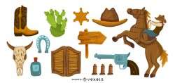 Cowboy Elements Vector Set
