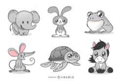 Cute animals cartoon illustration set