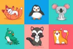 Cute animals colorful illustrations