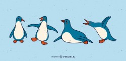 Cute penguin cartoon set