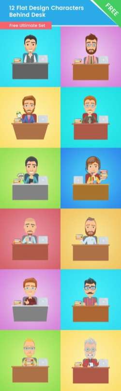 FREE Flat Design Characters Complete set