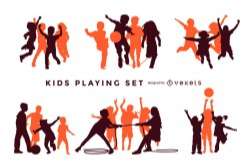 Kids playing silhouettes set