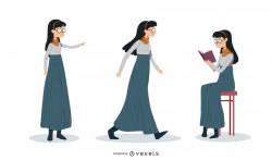 Nerd Woman Illustration Set
