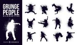 People silhouettes in grunge style