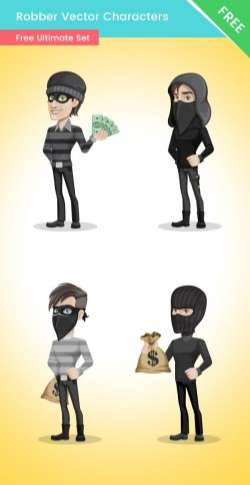 Robber Cartoon Vector Set