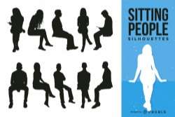 Sitting people silhouette collection