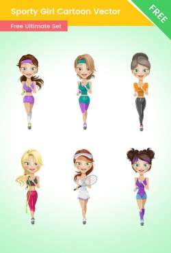 Sporty Girl Cartoon Vector Set